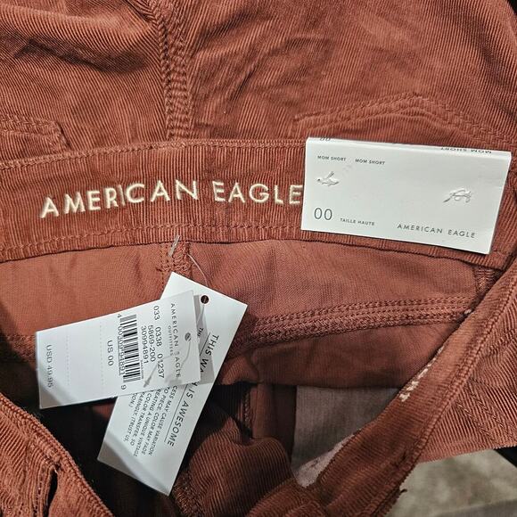 AEO Corduroy Mom Short Rust Orange Size 00 NWT - Picture 3 of 6